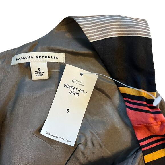 NWT Banana Republic Women's Size 6 Sleeveless Silk Striped Casey Sheath Dress - Picture 3 of 4